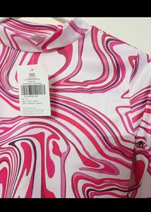 Pink Abstract Marble Printed Crop Top