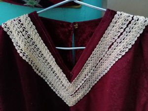 Elegant Maroon Velvet Kurta