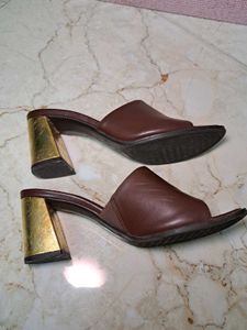 Pantaloons Brown &amp; Gold Block Heels