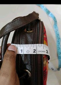 Red Patterned Round Crossbody Bag