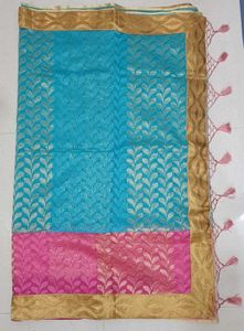 Elegant Blue &amp; Pink coloured Saree