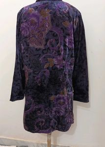 Purple Floral Velvet Coat