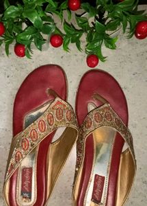 Lady Steps Red &amp; Gold Wedges