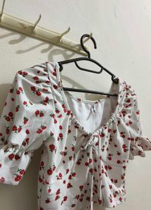 Floral Print Tie-Front Top