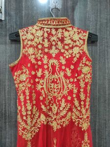 Red Designer Plazo Suit