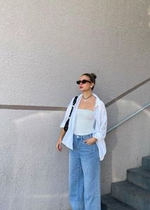 H&M Oversized Pintresty Shirt Off White