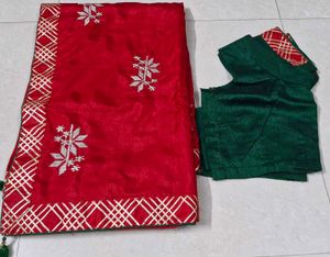 Red Embroidered Saree