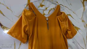 Mustard Cold Shoulder Midi Dress