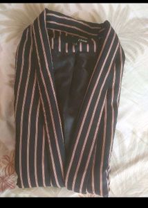 Striped Blazer Cum Shrug