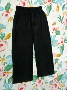 Black Ribbed Wide Leg Pants