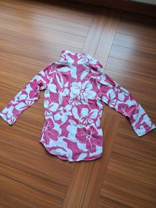 Pink Floral Button Shirt With Pant Cordset