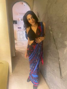 (Can Bargain)Backless Top And A Saree Combo