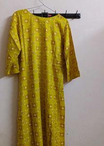 Yellow Printed Kurti