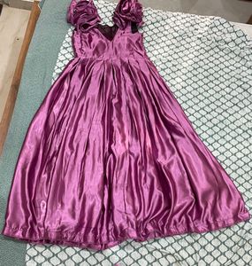 Purple Barbie Gown Full Flared With Dramatic Sleev