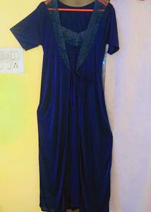 Blue Lace Trim Cami Night Dress