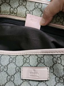 Authentic GUCCI GG Tote Bag Beige Pink Leather