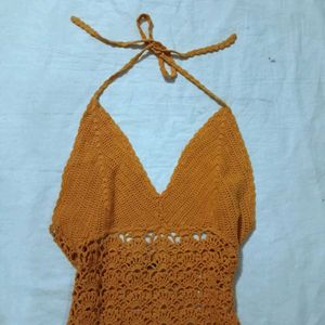 Crochet Halter Mini Dress