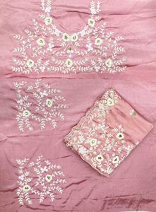 Elegant Pink Embroidered Silk Saree