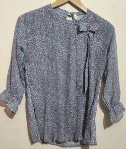 Grey Top Floral Print For Girl  8-10 Year, 30 Bust