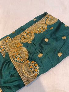 Emerald Green Embroidered Saree