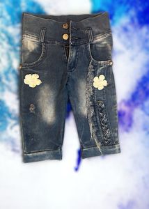 High Waist Denim Capri For 3-4 Years Girl