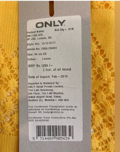 ONLY Casual Regular Sleeves SelfDesign WomenYellow