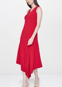 AND Women Red Solid Paneled A-Line Dress