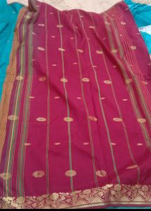 Sea Green With Maroon Border Saree