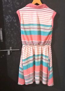 Striped Sleeveless Fit &amp; Flare Dress