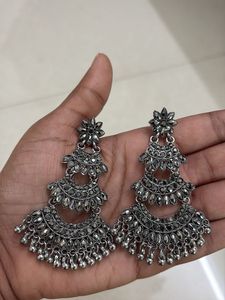 Elegant Silver Tone Dangle Earrings