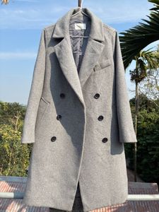 Elegant Grey Wool Blend Coat