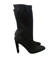 Black Knit Heeled Ankle Boots Size 36
