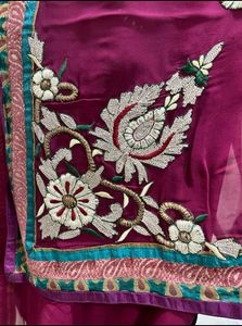 Pure Georgette Gota Patti Saree