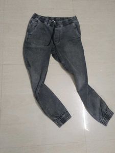 Gray Denim Jogger Pants
