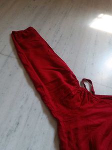 Red Off-Shoulder Kurti