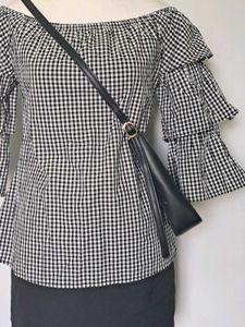 Checkered Off-Shoulder Top