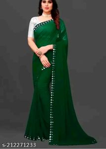 Elegant Black Mirror Work Saree