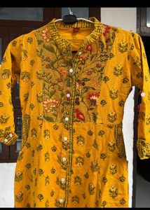 Mustard Printed Kurta
