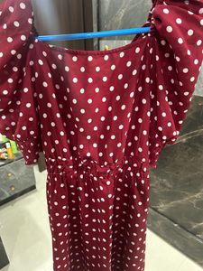 Red Polka Dot Crystal Shantoon Fit &amp; Flare Dress