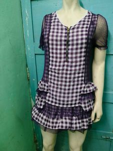Purple Gingham Mini Dress