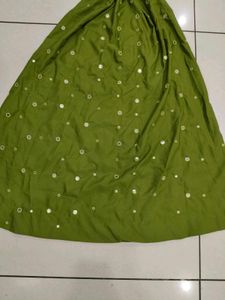 Olive Green Mirror Work Lehnga 💚🪞