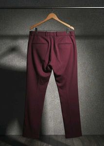Burgundy Straight Lycra Pants