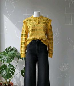 Handmade Knit Ruffle Sweater