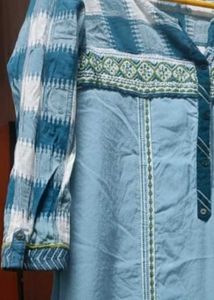 Blue &amp; White Cotton Kurta