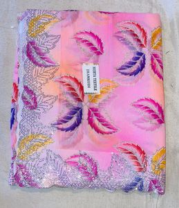 Colorful Leaf Print Saree