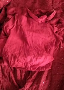 Red Embroidered Kurta Set with dupatta