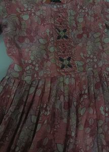 Pink Floral Print Kurti Pant Set