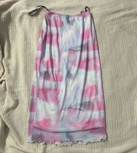 Tie Dye Mesh Midi Skirt
