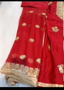 Red Embroidered Dress Material
