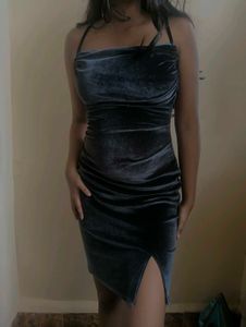 Luxe Velvet Bodycon Dress with slit